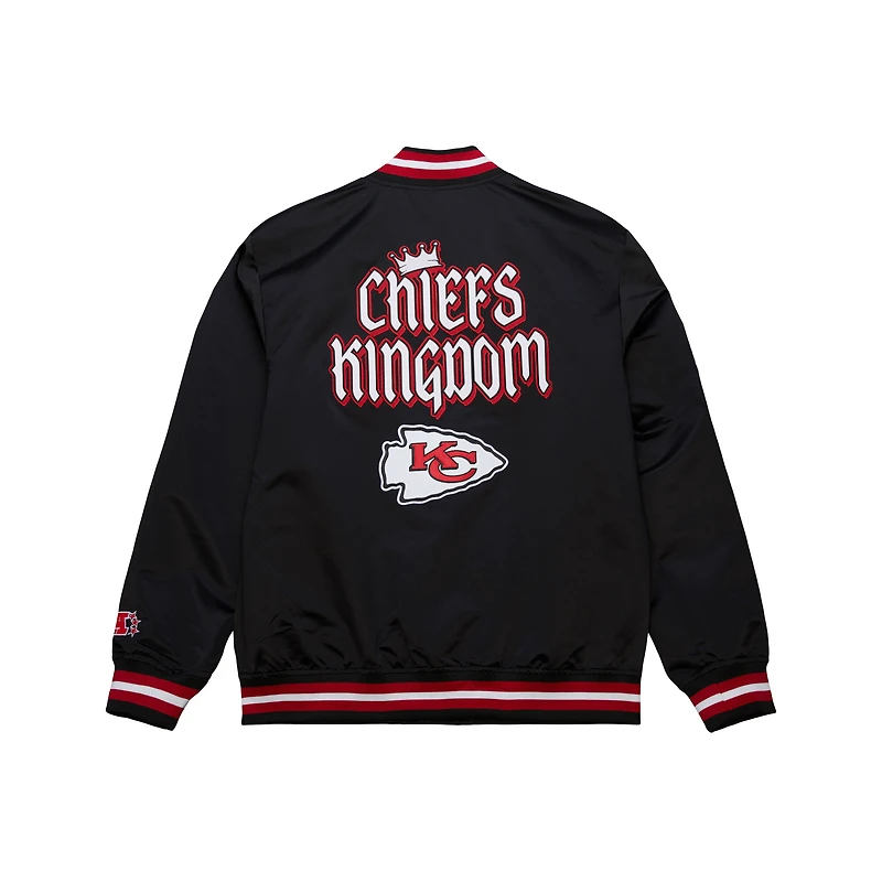 Men's Mitchell & Ness Black Kansas City Chiefs Double Down Satin Full-Snap Jacket