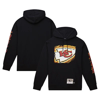 Men's Mitchell & Ness Black Kansas City Chiefs Gridiron Classics Big Face 7.0 Pullover Hoodie