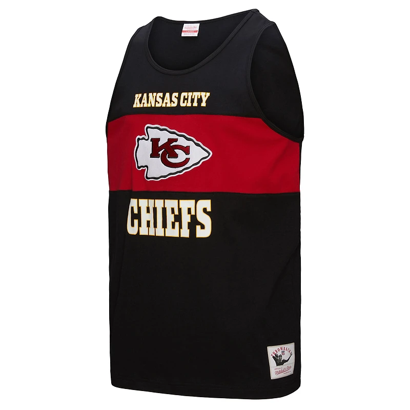 Débardeur rétro colorblock noir Mitchell & Ness pour homme, Kansas City Chiefs
