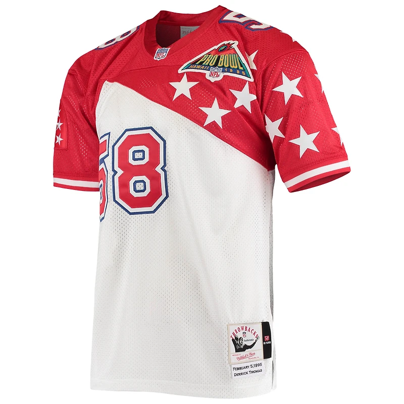 Maillot authentique Mitchell & Ness Derrick Thomas blanc/rouge AFC 1995 Pro Bowl pour hommes