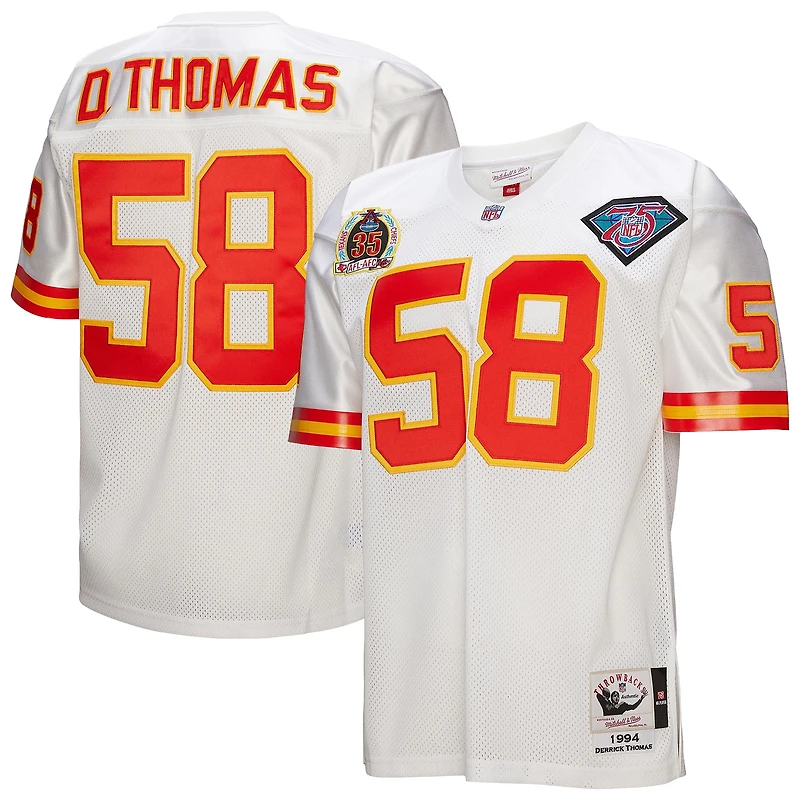 Maillot de joueur retraité authentique Mitchell & Ness Derrick Thomas White Kansas City Chiefs 1994 pour homme