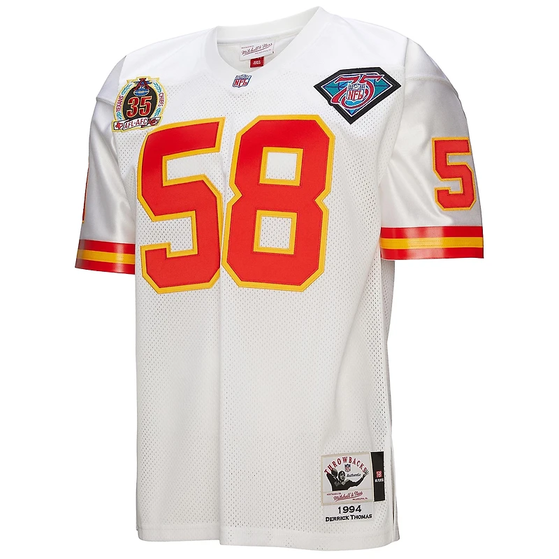 Maillot de joueur retraité authentique Mitchell & Ness Derrick Thomas White Kansas City Chiefs 1994 pour homme