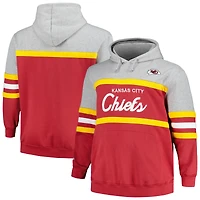 Men's Mitchell & Ness  Heather Gray/Red Kansas City Chiefs Big Tall Head Coach Pullover Hoodie