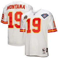Maillot Mitchell & Ness Joe Montana blanc des Kansas City Chiefs, modèle rétro authentique de joueur retraité 1994, pour homme.