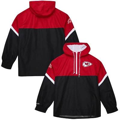 Anorak léger et coupe-vent demi-zippé Mitchell & Ness rouge/noir pour homme avec logo vintage des Kansas City Chiefs