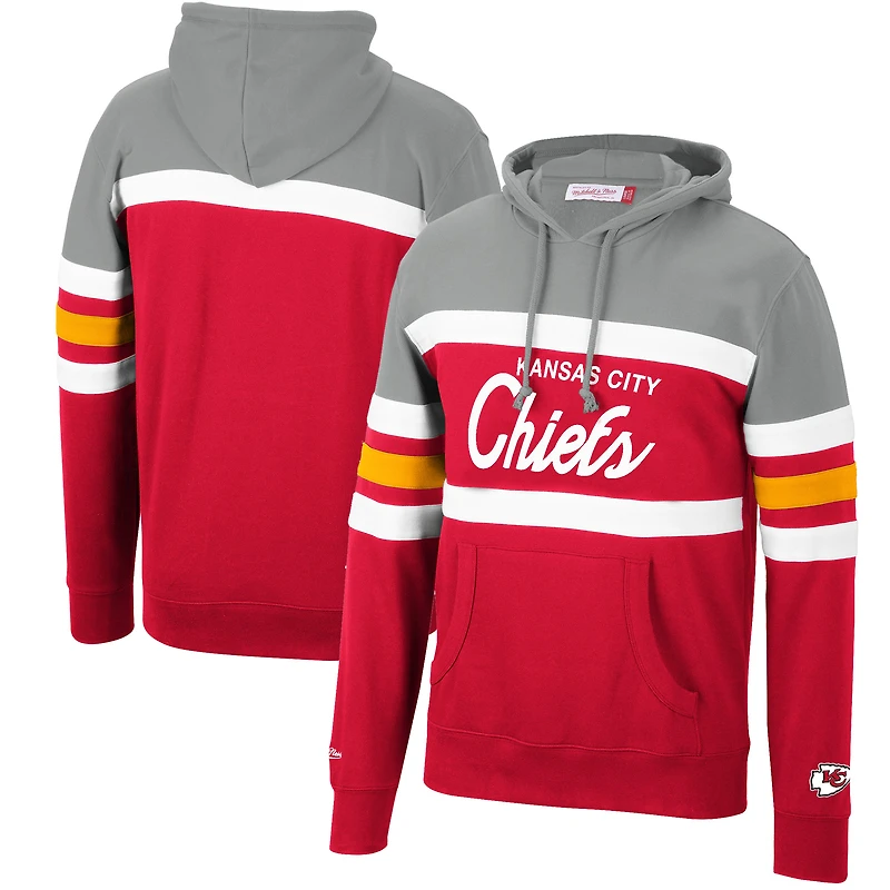 Pull pour hommes Mitchell & Ness entraîneur-chef des Kansas City Chiefs rouge/gris - Chandail à capuchon