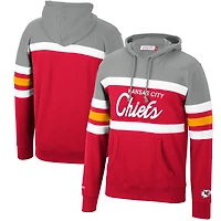 Pull pour hommes Mitchell & Ness entraîneur-chef des Kansas City Chiefs rouge/gris - Chandail à capuchon