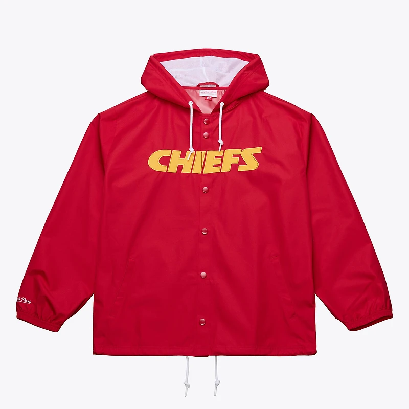 Veste coupe-vent à capuche Mitchell & Ness rouge Kansas City Chiefs Coaches pour homme