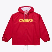 Veste coupe-vent à capuche Mitchell & Ness rouge Kansas City Chiefs Coaches pour homme