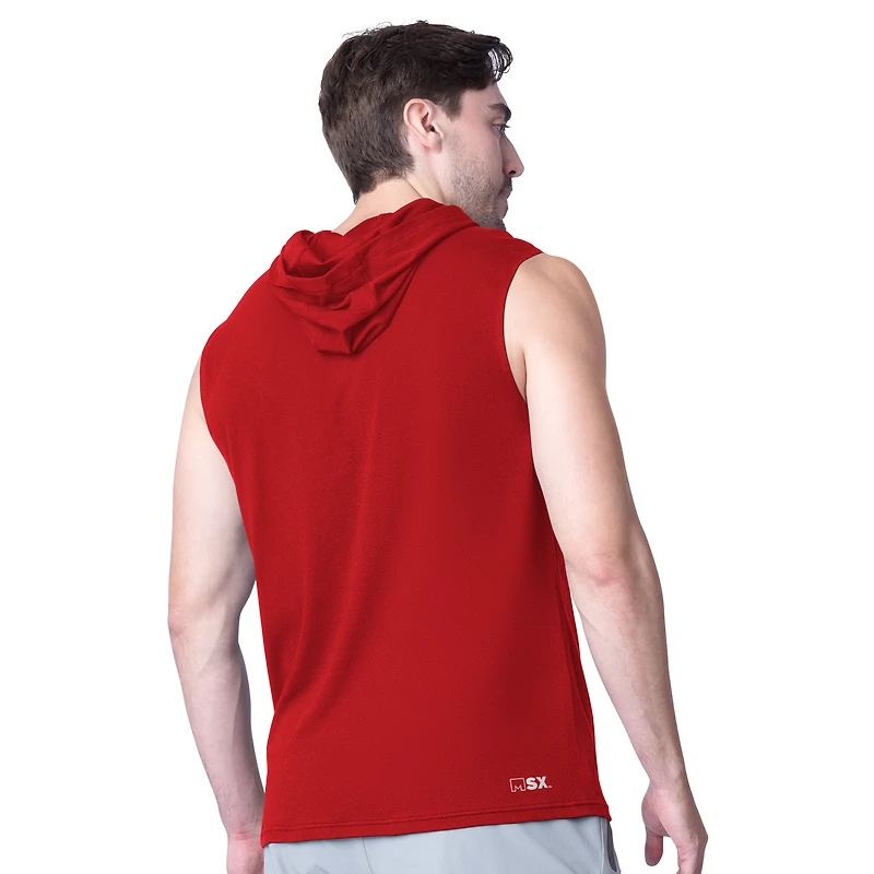 Sweat à capuche sans manches MSX by Michael Strahan rouge Kansas City Chiefs Action pour homme
