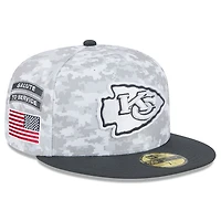 Casquette ajustée 59FIFTY New Era Arctic Camo/Graphite Kansas City Chiefs 2024 Salute To Service pour homme