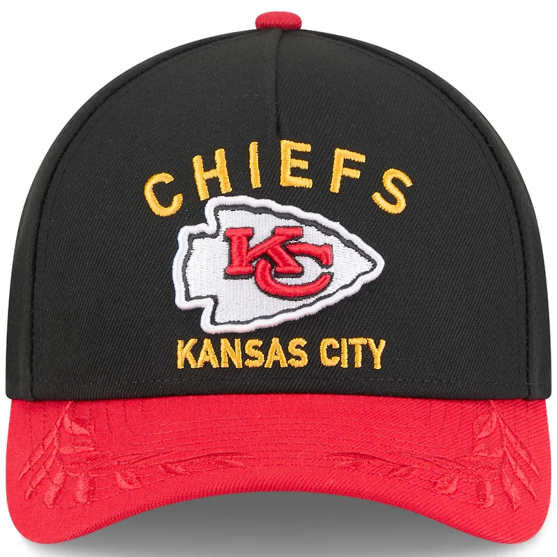 Casquette ajustable New Era 9FORTY M-Crown A-Frame noire/rouge pour homme, Kansas City Chiefs, draft NFL 2025