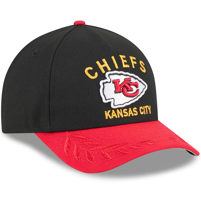 Casquette ajustable New Era 9FORTY M-Crown A-Frame noire/rouge pour homme, Kansas City Chiefs, draft NFL 2025