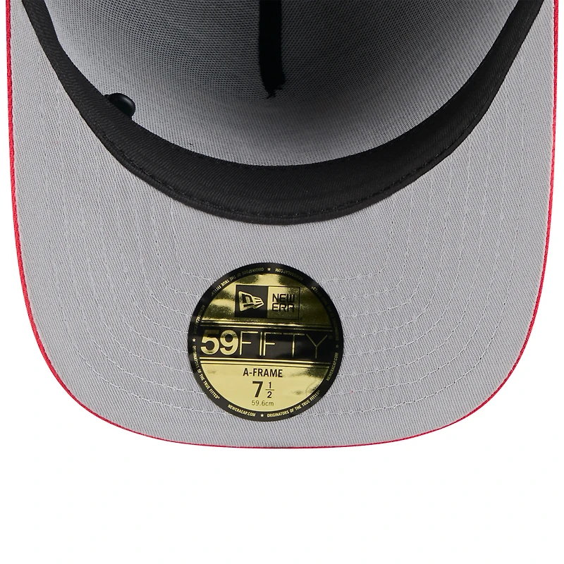 Casquette ajustée New Era 59FIFTY noire/rouge pour homme, modèle A-Frame, draft NFL 2025, Kansas City Chiefs, sur scène