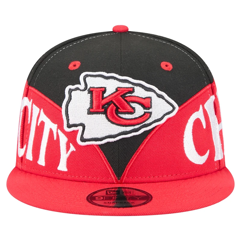 Men's New Era  Black/Red Kansas City Chiefs Split 9FIFTY Snapback Hat