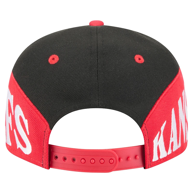 Men's New Era  Black/Red Kansas City Chiefs Split 9FIFTY Snapback Hat