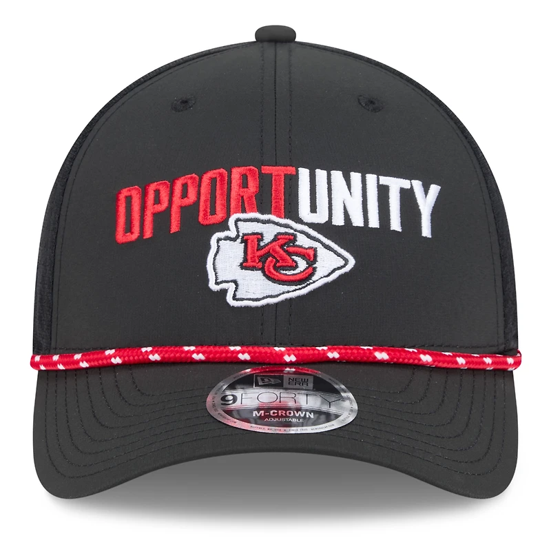 Casquette ajustable New Era noire Kansas City Chiefs 2025 Inspire Change 9FORTY M-Crown pour homme
