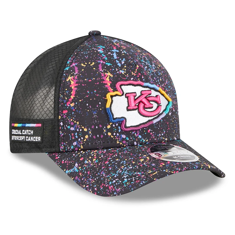 Men's New Era Black Kansas City Chiefs 2025 NFL Crucial Catch 9FORTY Adjustable Hat
