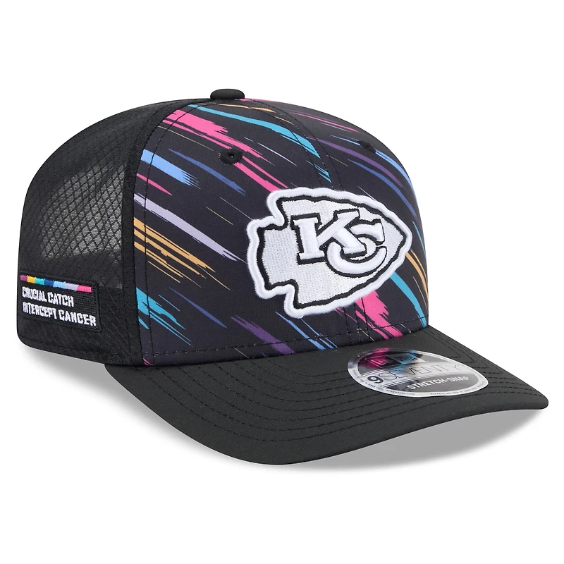 Casquette trucker ajustable New Era noire Kansas City Chiefs 2026 NFL Crucial Catch 9SEVENTY pour homme