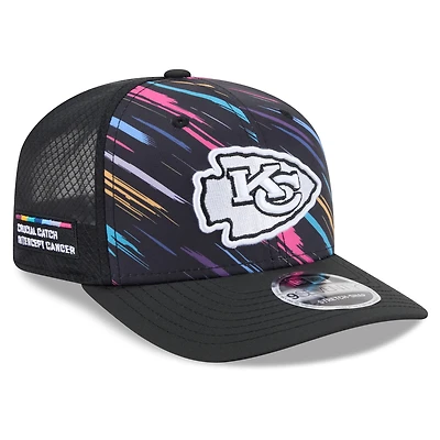 Casquette trucker ajustable New Era noire Kansas City Chiefs 2026 NFL Crucial Catch 9SEVENTY pour homme