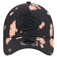 Men's New Era Black Kansas City Chiefs Bleached 9FORTY A-Frame Adjustable Hat