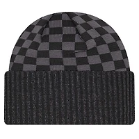 Bonnet en tricot à revers à carreaux noir Kansas City Chiefs New Era pour homme
