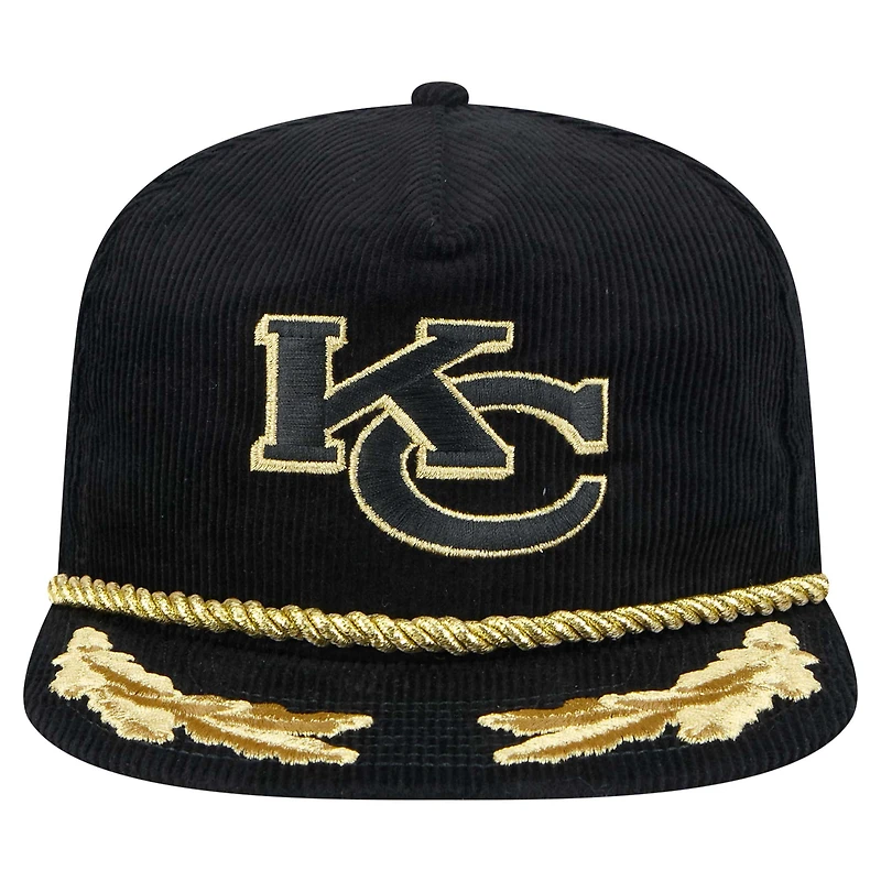 Men's New Era Black Kansas City Chiefs City Originals Corduroy Skipper Golfer Snapback Hat