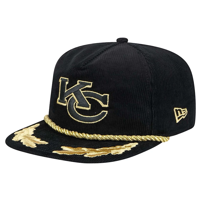 Men's New Era Black Kansas City Chiefs City Originals Corduroy Skipper Golfer Snapback Hat