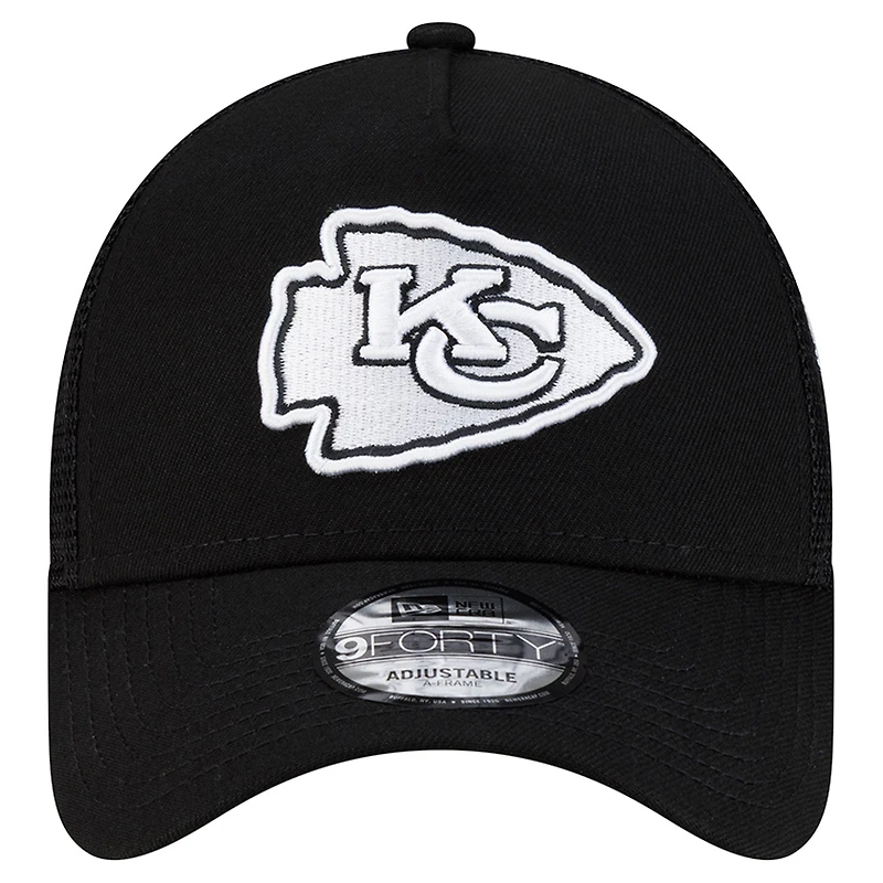 Men's New Era Black Kansas City Chiefs City Script 9FORTY A-Frame Adjustable Hat