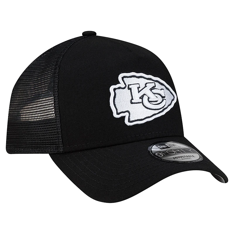 Men's New Era Black Kansas City Chiefs City Script 9FORTY A-Frame Adjustable Hat