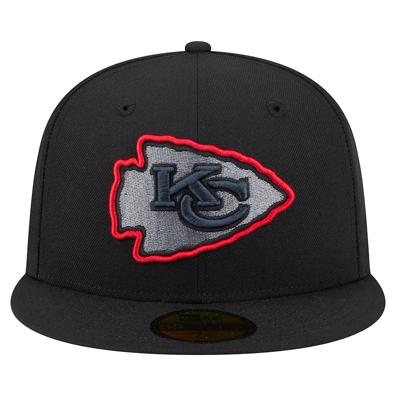 Men's New Era  Black Kansas City Chiefs Color Pop 59FIFTY Fitted Hat