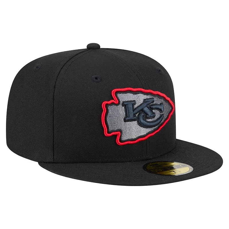 Men's New Era  Black Kansas City Chiefs Color Pop 59FIFTY Fitted Hat