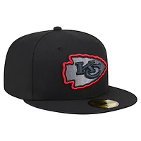 Men's New Era  Black Kansas City Chiefs Color Pop 59FIFTY Fitted Hat