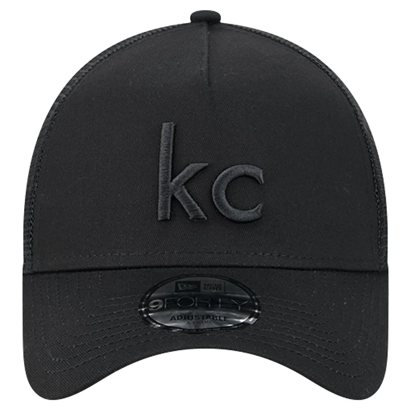 Men's New Era Black Kansas City Chiefs Domain 9FORTY A-Frame Trucker Adjustable Hat