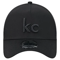 Men's New Era Black Kansas City Chiefs Domain 9FORTY A-Frame Trucker Adjustable Hat