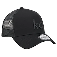 Men's New Era Black Kansas City Chiefs Domain 9FORTY A-Frame Trucker Adjustable Hat