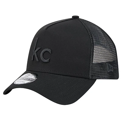 Men's New Era Black Kansas City Chiefs Domain 9FORTY A-Frame Trucker Adjustable Hat
