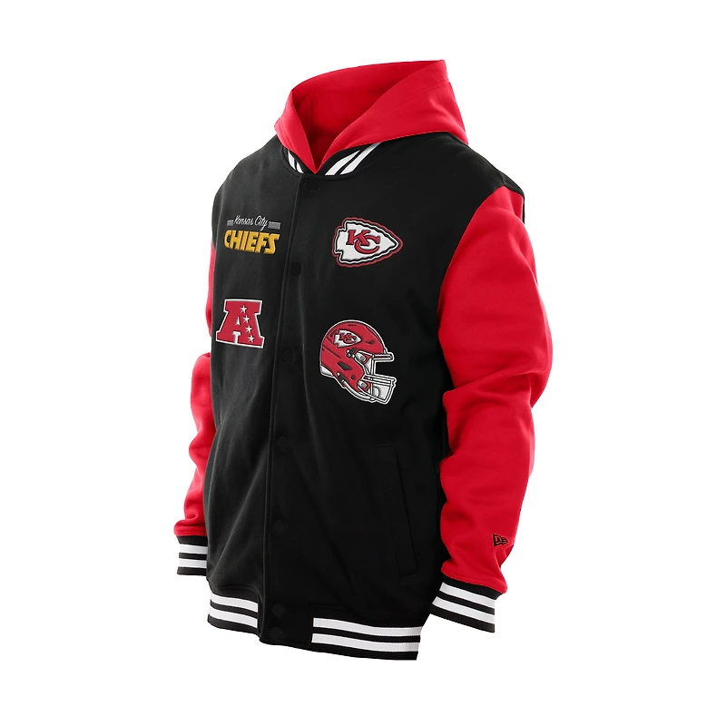 Men's New Era Black Kansas City Chiefs Full-Snap Fleece Hoodie Jacket