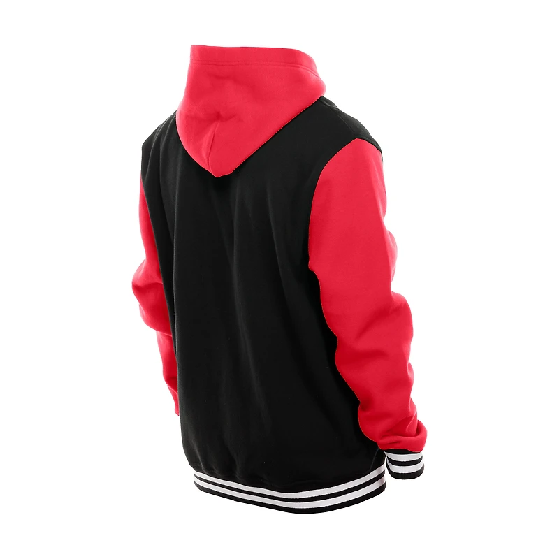 Veste à capuche en polaire boutons-pression New Era noire des Kansas City Chiefs pour homme