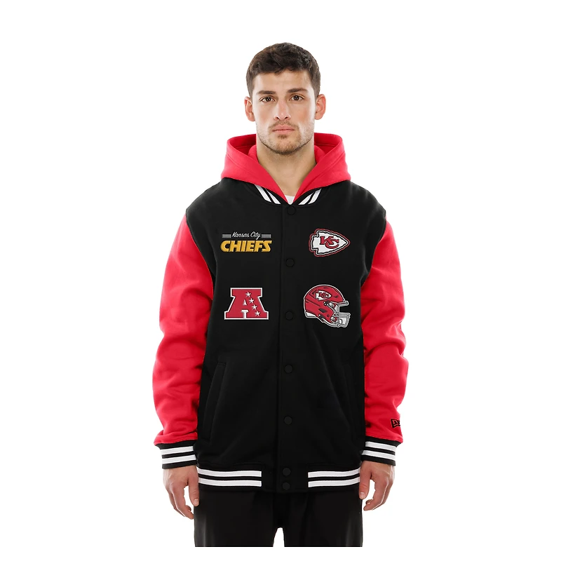 Men's New Era Black Kansas City Chiefs Full-Snap Fleece Hoodie Jacket