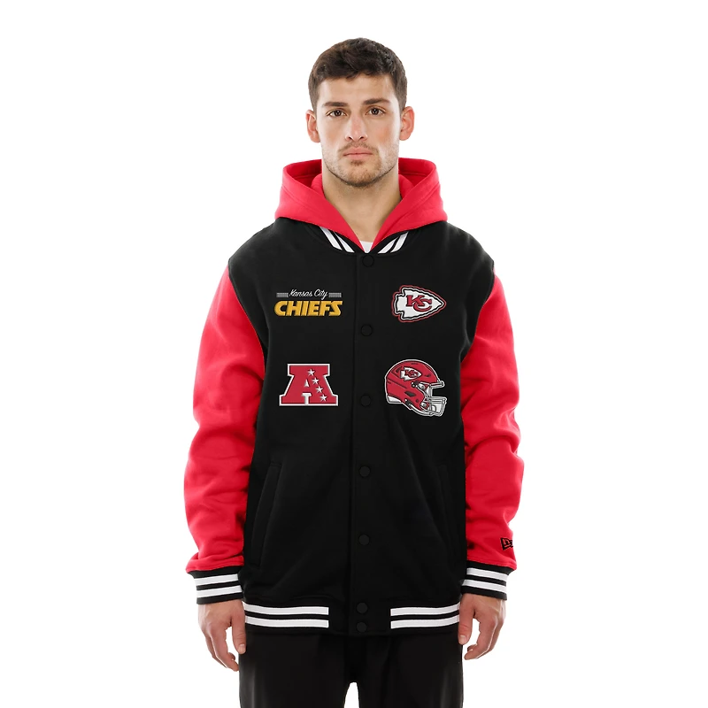 Men's New Era Black Kansas City Chiefs Full-Snap Fleece Hoodie Jacket