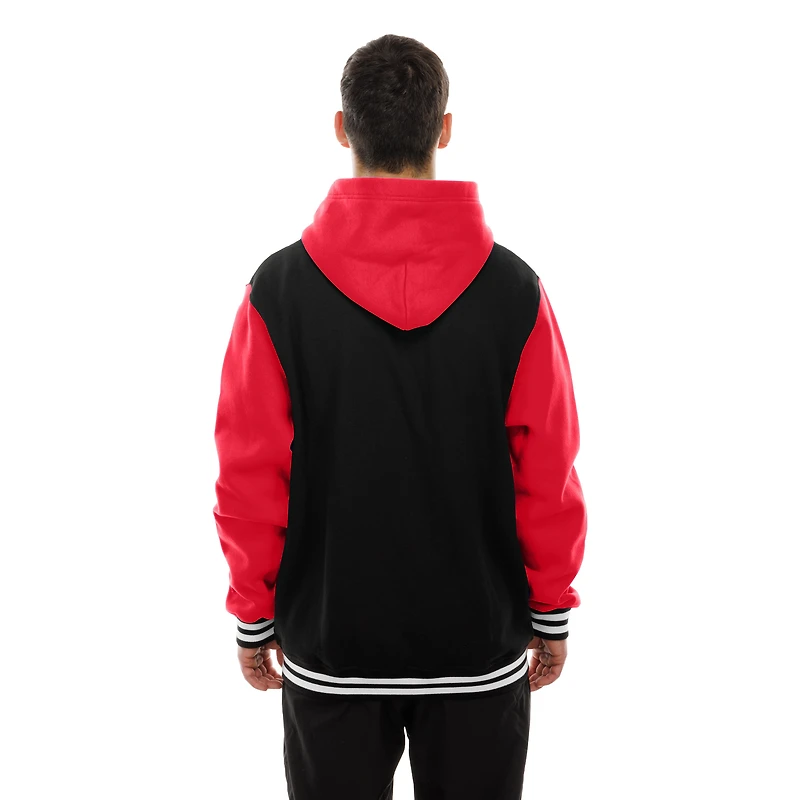 Veste à capuche en polaire boutons-pression New Era noire des Kansas City Chiefs pour homme