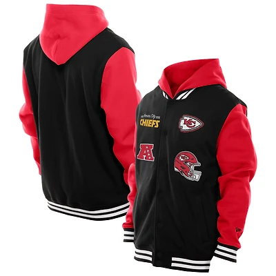 Men's New Era Black Kansas City Chiefs Full-Snap Fleece Hoodie Jacket