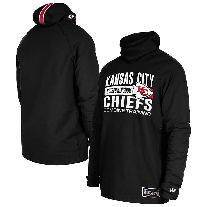 Sweat à capuche fonctionnel noir New Era pour homme, cagoule fandom, rayures tri-blend, Kansas City Chiefs