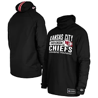 Sweat à capuche fonctionnel noir New Era pour homme, cagoule fandom, rayures tri-blend, Kansas City Chiefs