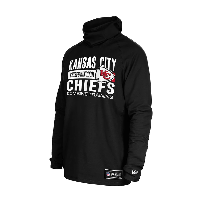 Men's New Era Black Kansas City Chiefs Functional Fandom Balaclava Helmet Stripe Tri-Blend Hoodie
