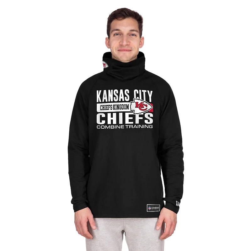 Men's New Era Black Kansas City Chiefs Functional Fandom Balaclava Helmet Stripe Tri-Blend Hoodie