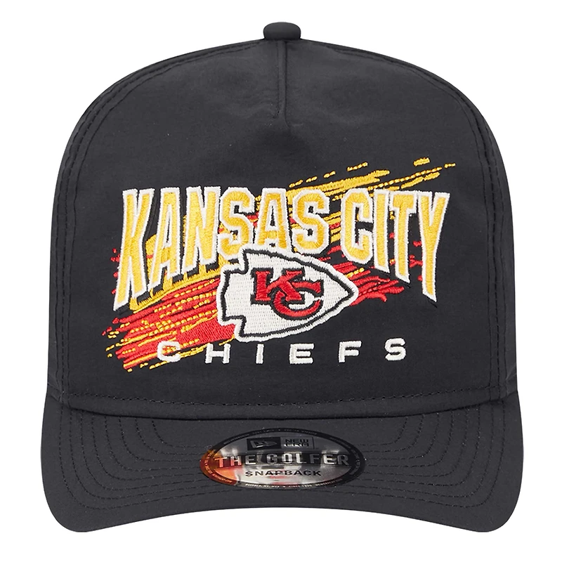 Casquette ajustable de golf à injection noire Kansas City Chiefs New Era pour homme