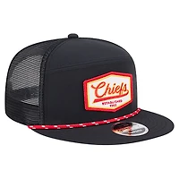 Men's New Era Black Kansas City Chiefs Ripstop Patch 9FIFTY Split Panel Snapback Hat
