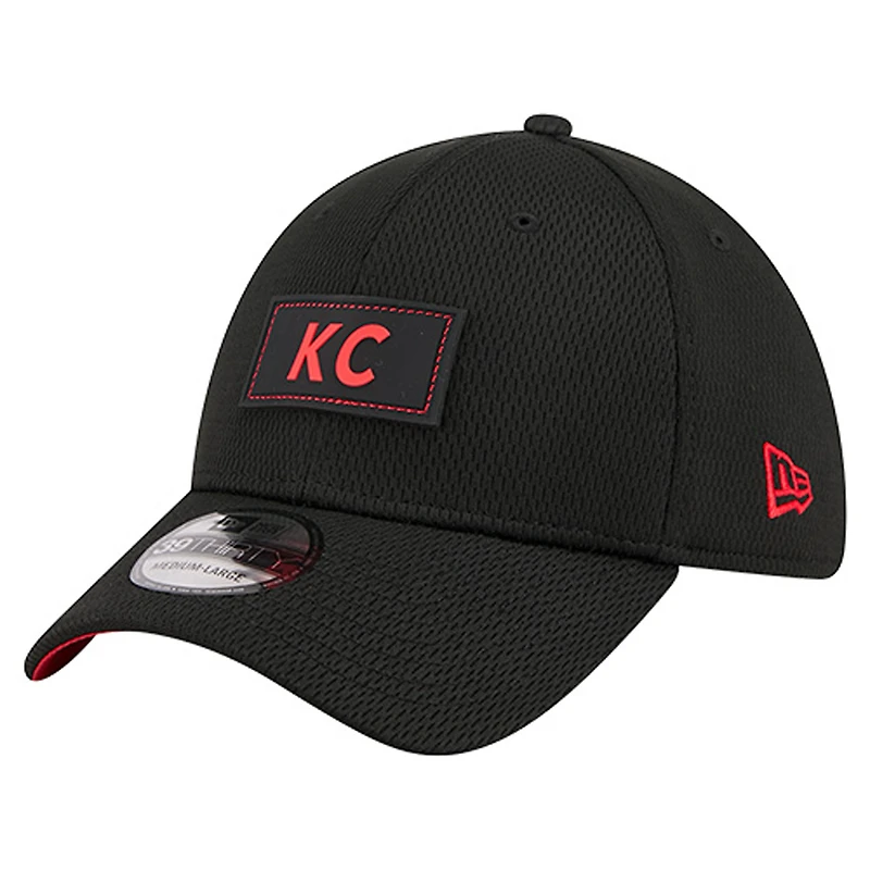Casquette 39THIRTY Flex noire New Era pour homme des Kansas City Chiefs